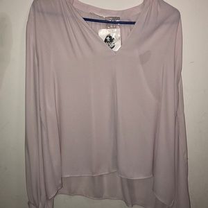 Baby light link long sleeve silk blouse blush